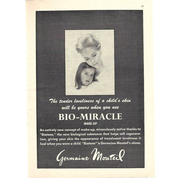 Germaine Monteil Bio-Miracle Make-Up With Biotene 1960s Vintage Advertisement Pr - Picture 1 of 2